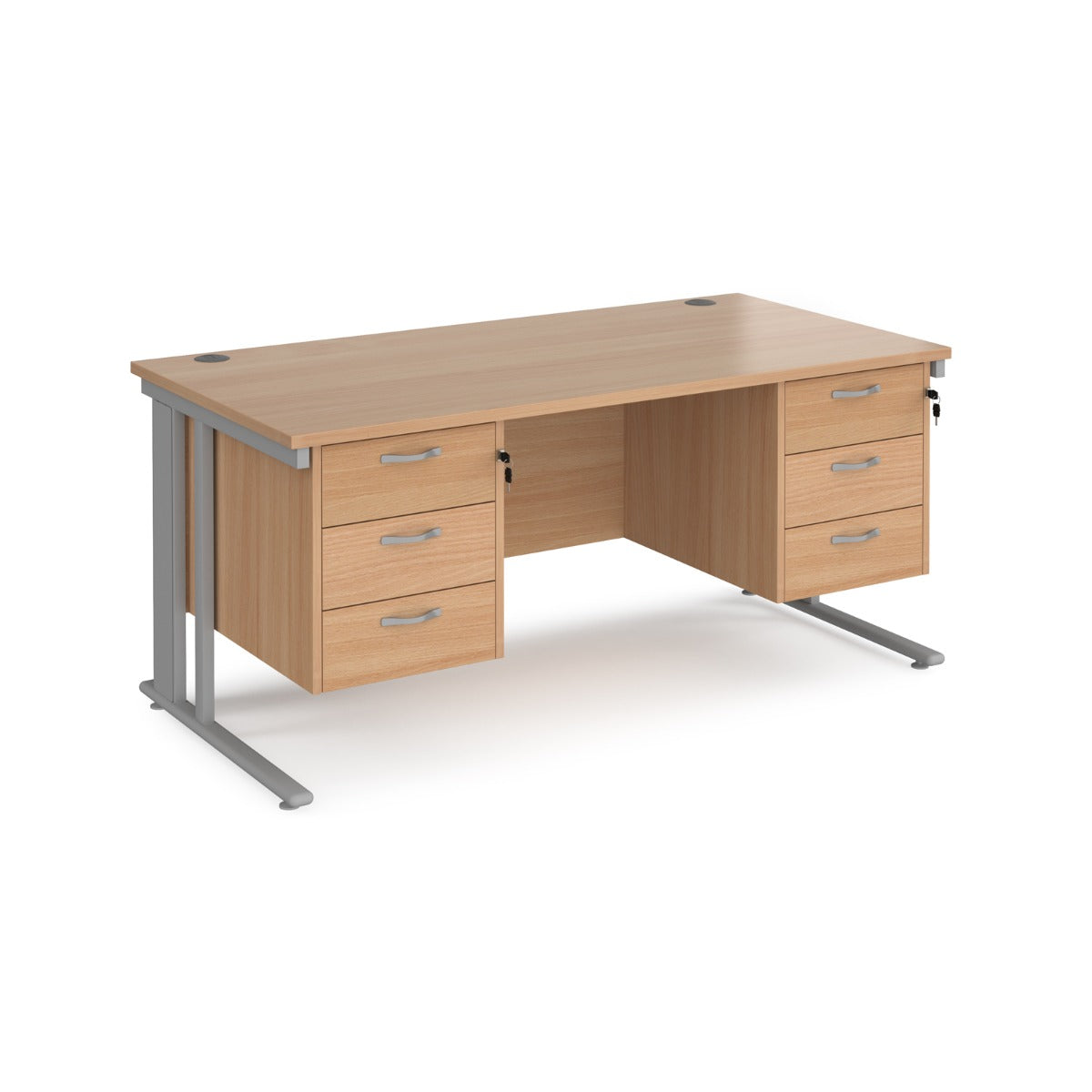 Maestro 800mm Deep Straight Cable Management Leg Office Desk with Three and Three Drawer Pedestal
